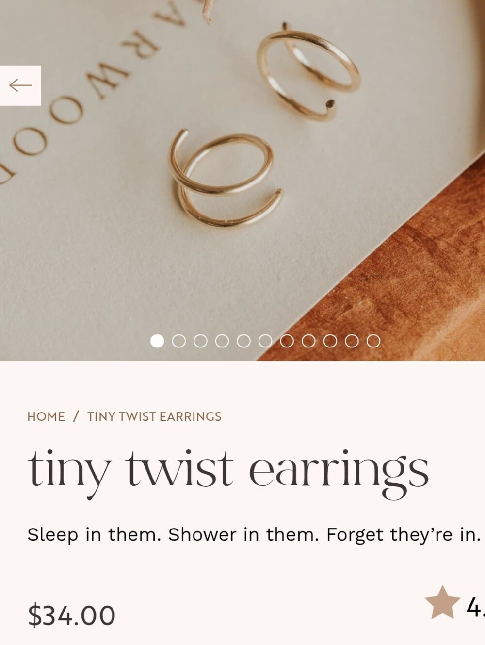 Hello Adorn Tiny Twist Earrings - Gold 6mm